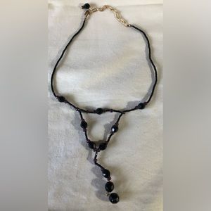 Handcrafted Black & Purple Crystal Bead 18” Necklace